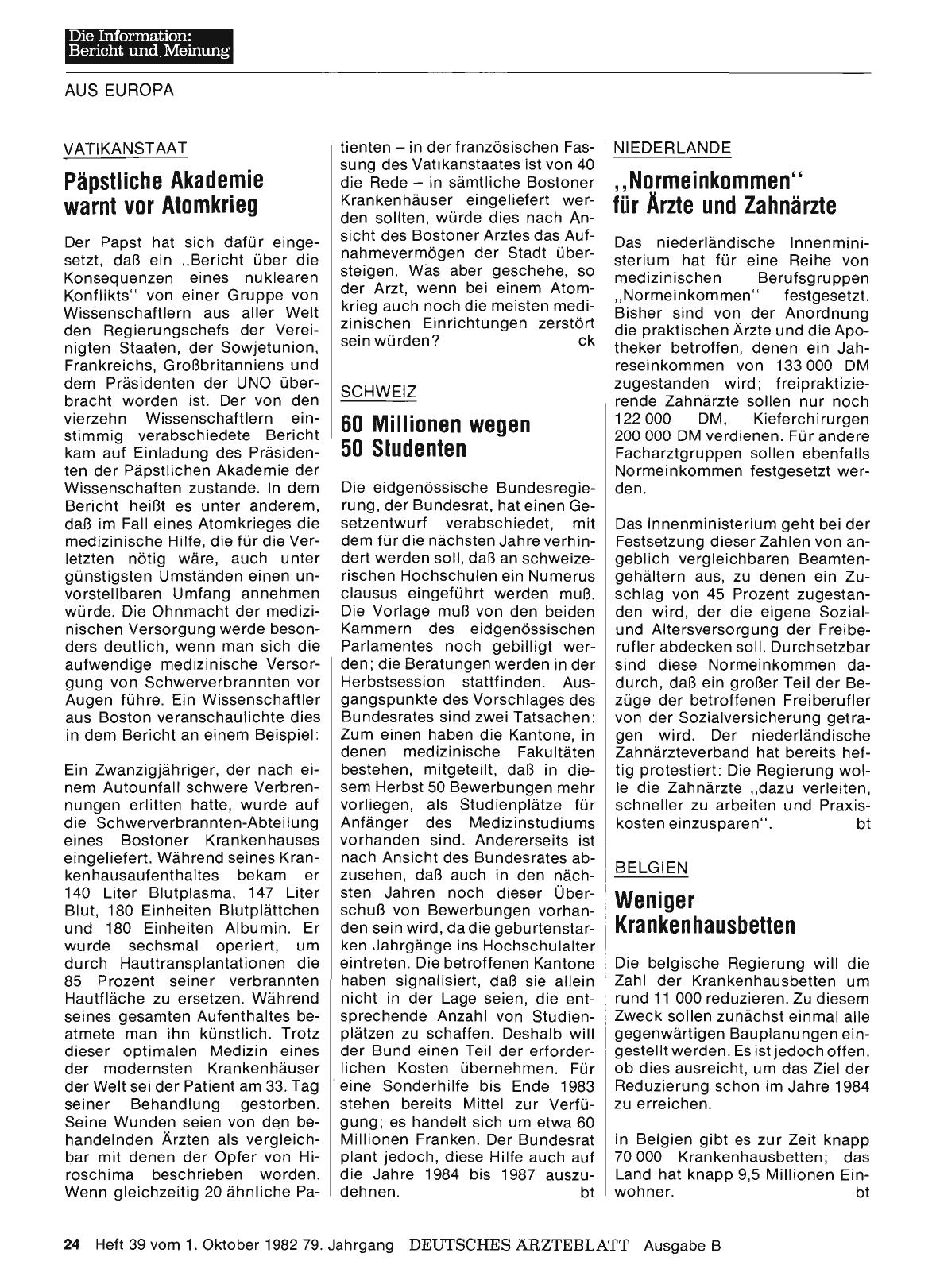 Vorschauseite 1: VATIKANSTAAT: Päpstliche Akademie warnt vor Atomkrieg