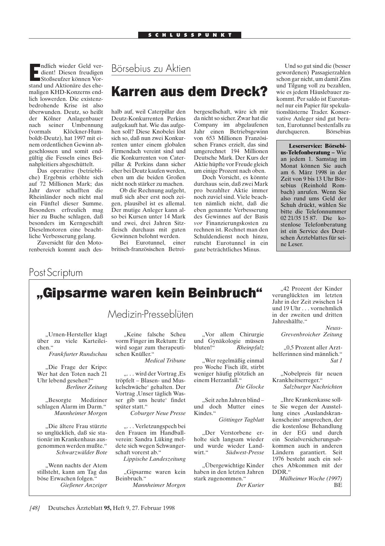 Vorschauseite 1: Börsebius zu Aktien: Karren aus dem Dreck?