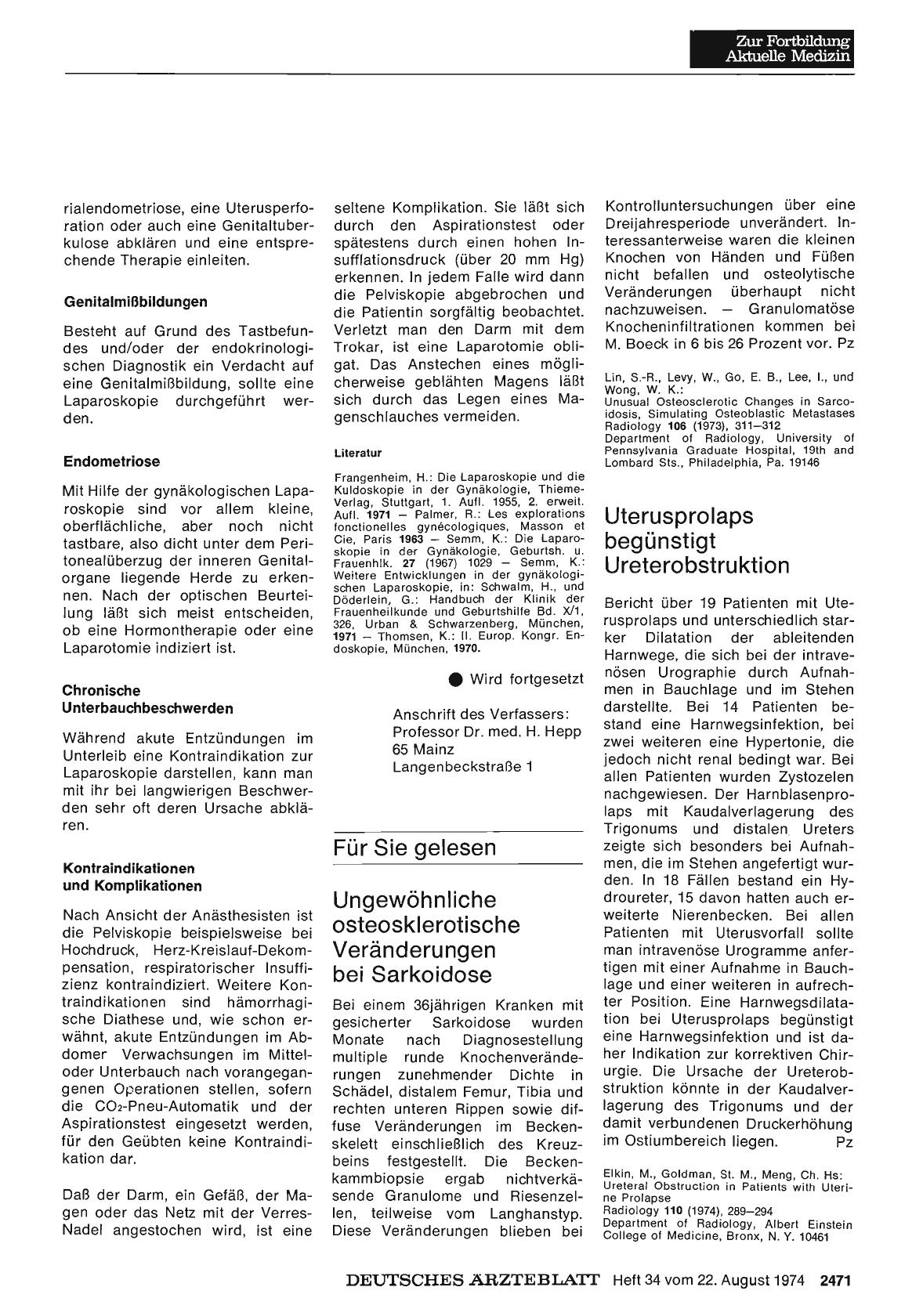 Vorschauseite 1: Ungewöhnliche osteosklerotische Veränderungen bei Sarkoidose