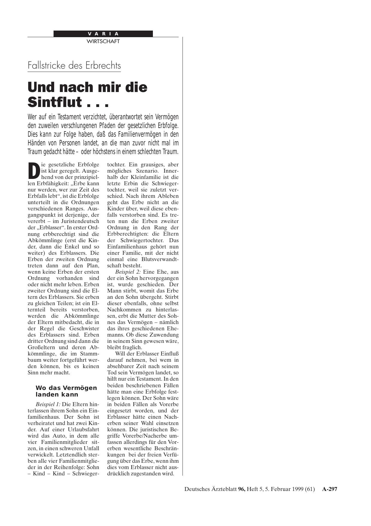 Vorschauseite 1: Fallstricke des Erbrechts: Und nach mir die Sintflut. ..