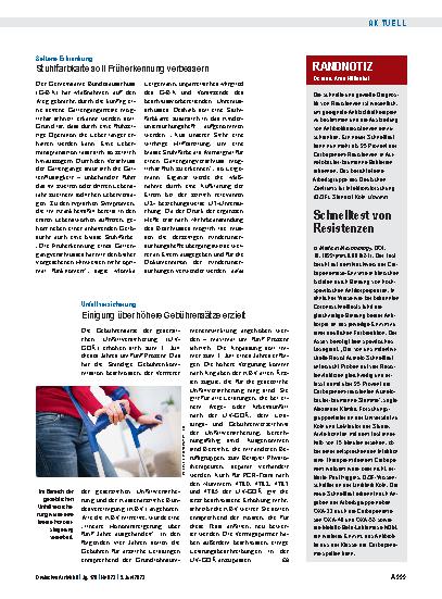 Vorschauseite 1: Unfallversicherung: Einigung über höhere Gebührensätze erzielt