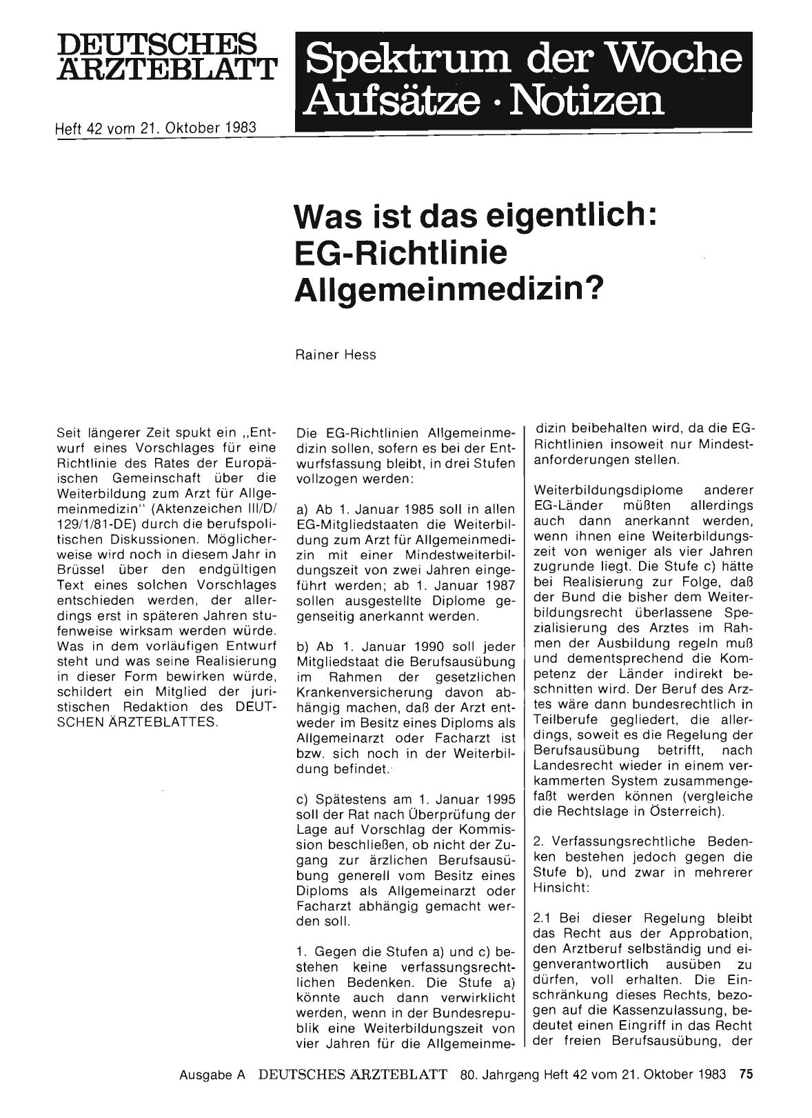 Vorschauseite 1: Was ist das eigentlich: EG-Richtlinie Allgemeinmedizin?