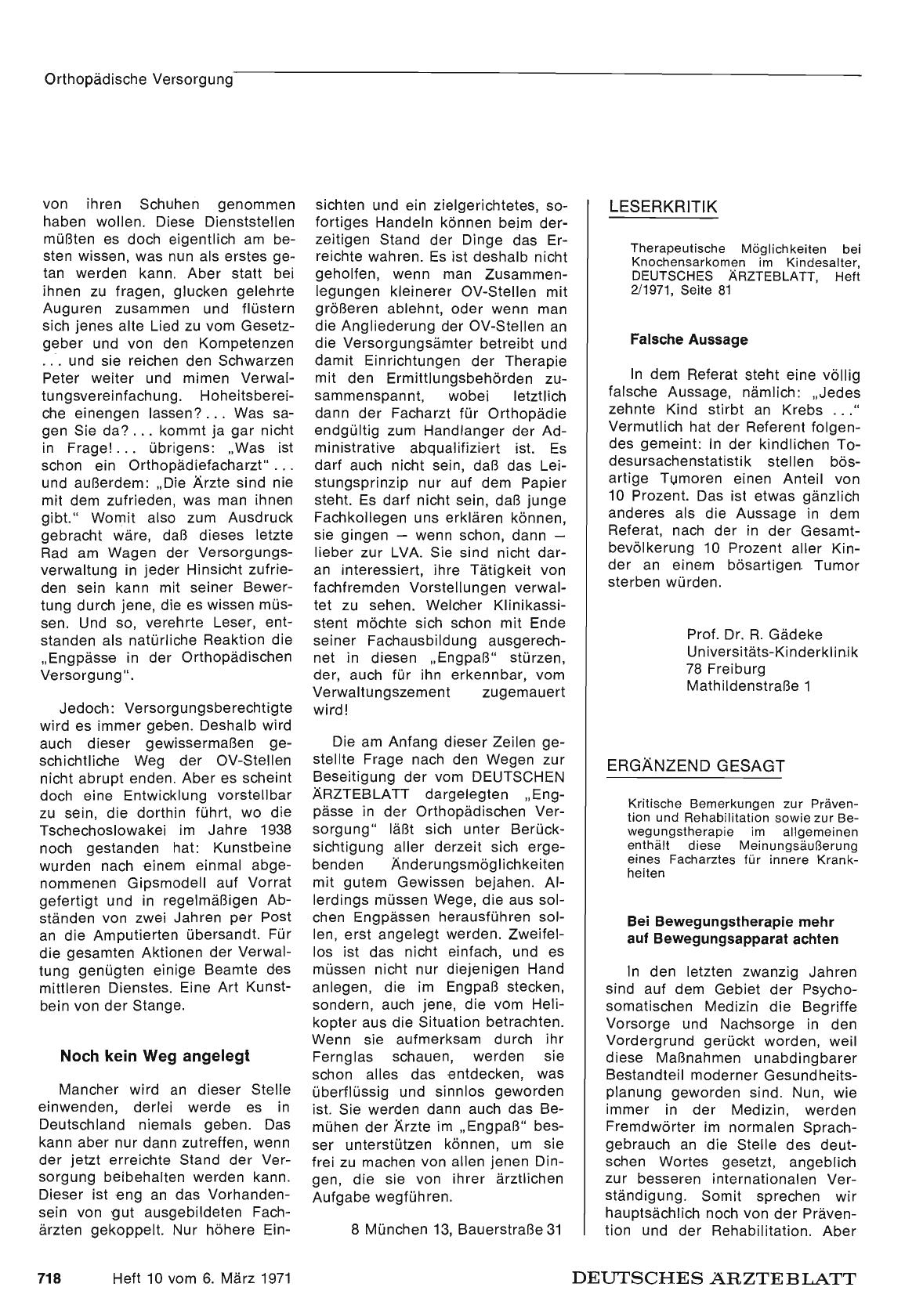 Vorschauseite 1: Ergänzend gesagt: Bei Bewegungstherapie mehr auf Bewegungsapparat achten