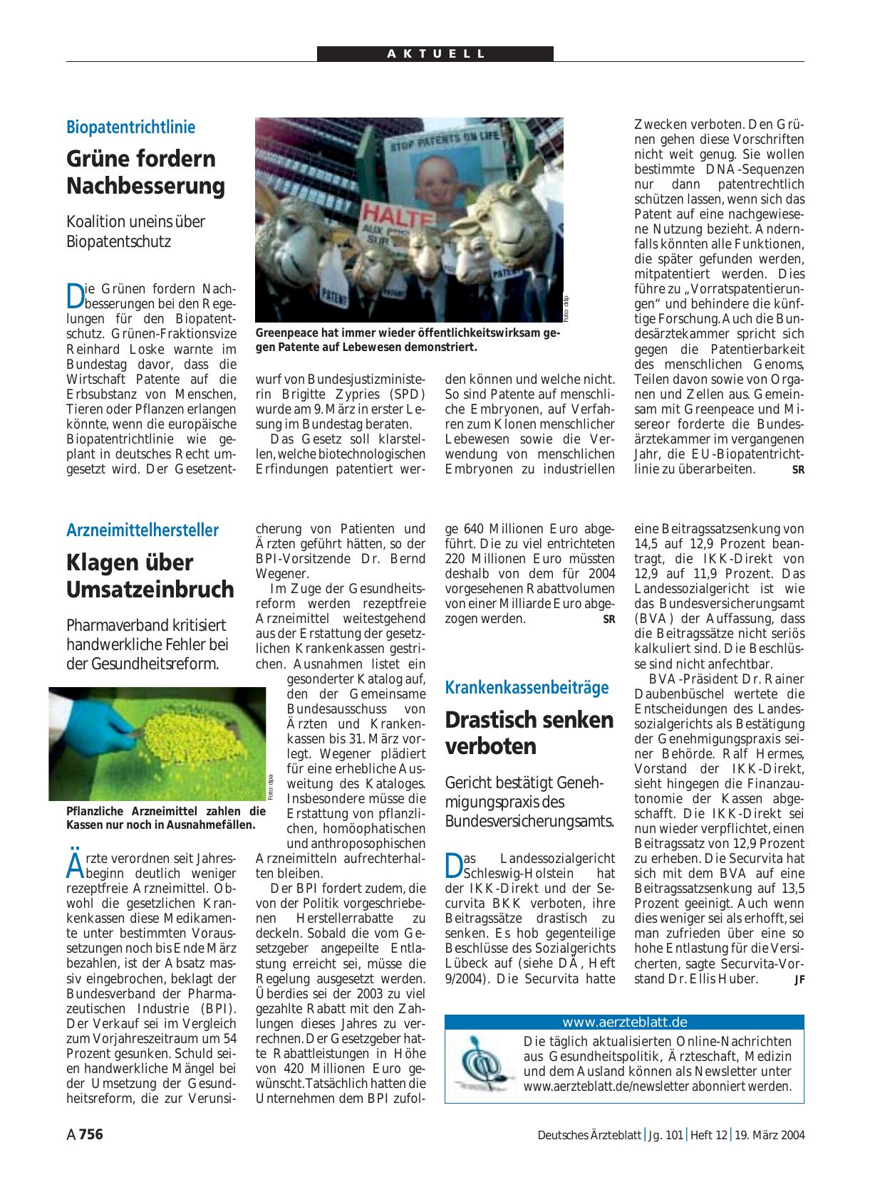 Vorschauseite 1: www. aerzteblatt. de