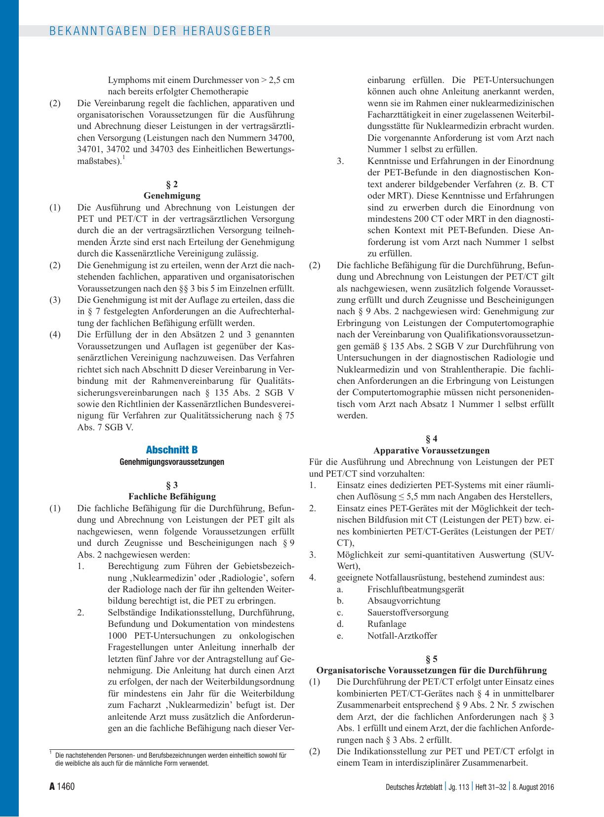 Vorschauseite 2: Einführung einer Qualitätssicherungs-Vereinbarung zur diagnostischen Positronenemissionstomographie, diagnostischen Positronenemissionstomographie mit Computertomographie nach § 1…