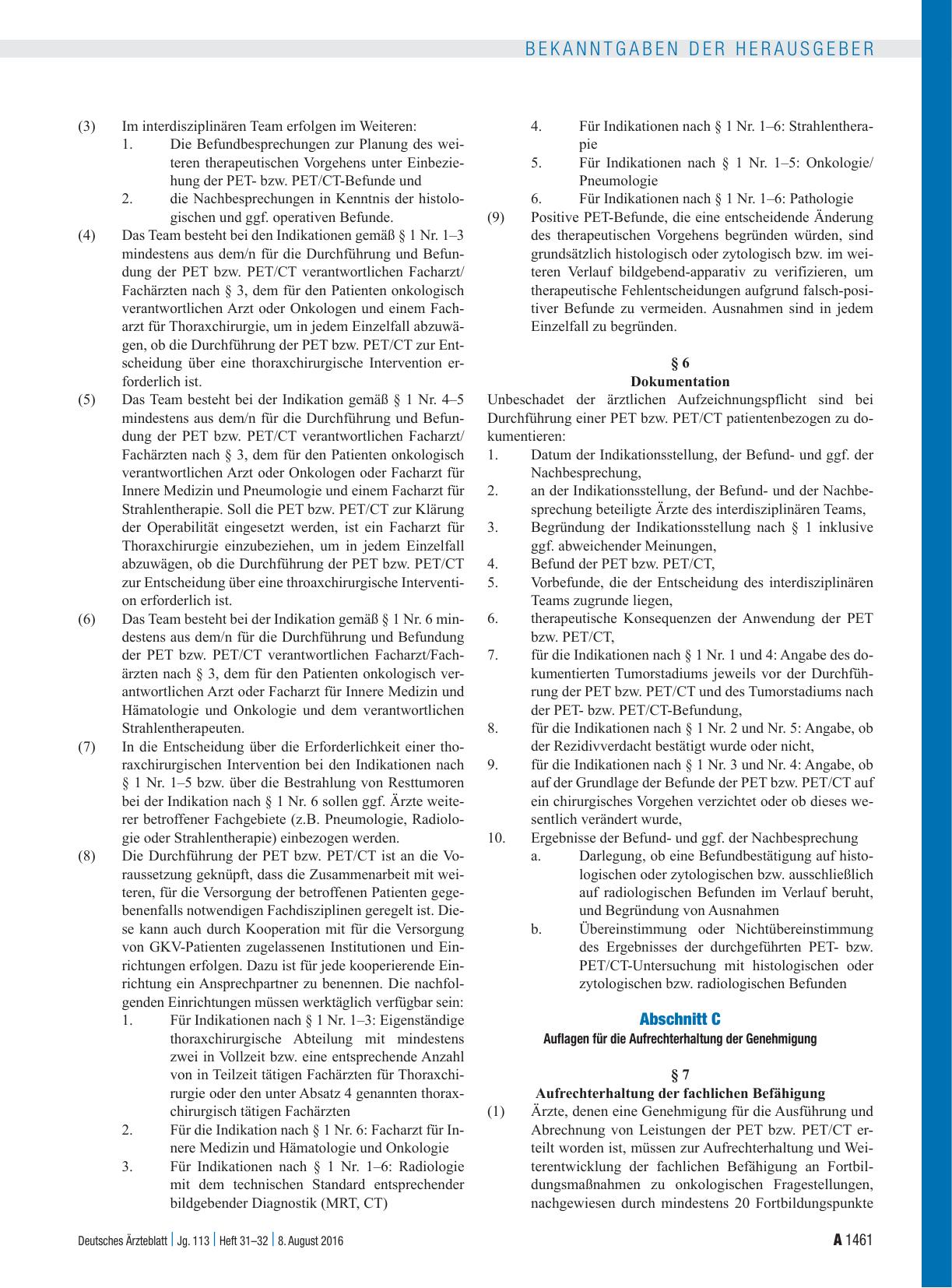 Vorschauseite 3: Einführung einer Qualitätssicherungs-Vereinbarung zur diagnostischen Positronenemissionstomographie, diagnostischen Positronenemissionstomographie mit Computertomographie nach § 1…