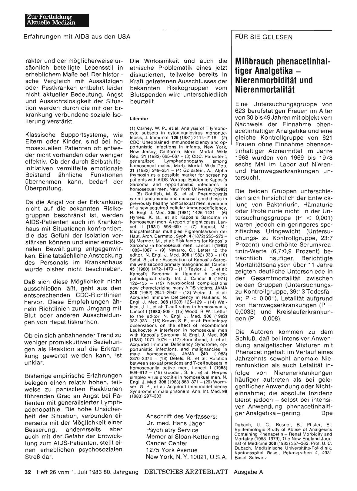 Vorschauseite 1: Mißbrauch phenacetinhaltiger Analgetika — Nierenmorbidität und Nierenmortalität