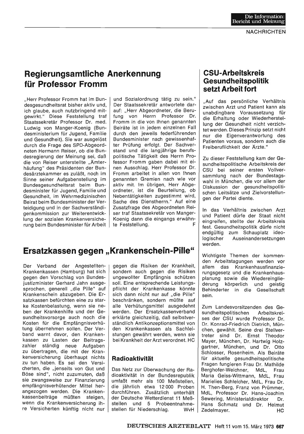 Vorschauseite 1: Regierungsamtliche Anerkennung für Professor Fromm