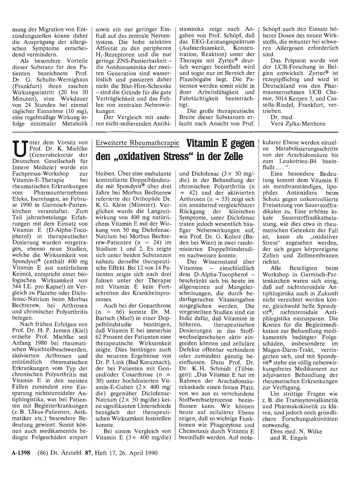 Vorschauseite 1: Erweiterte Rheumatherapie: Vitamin E gegen den „oxidativen Stress“ in der Zelle