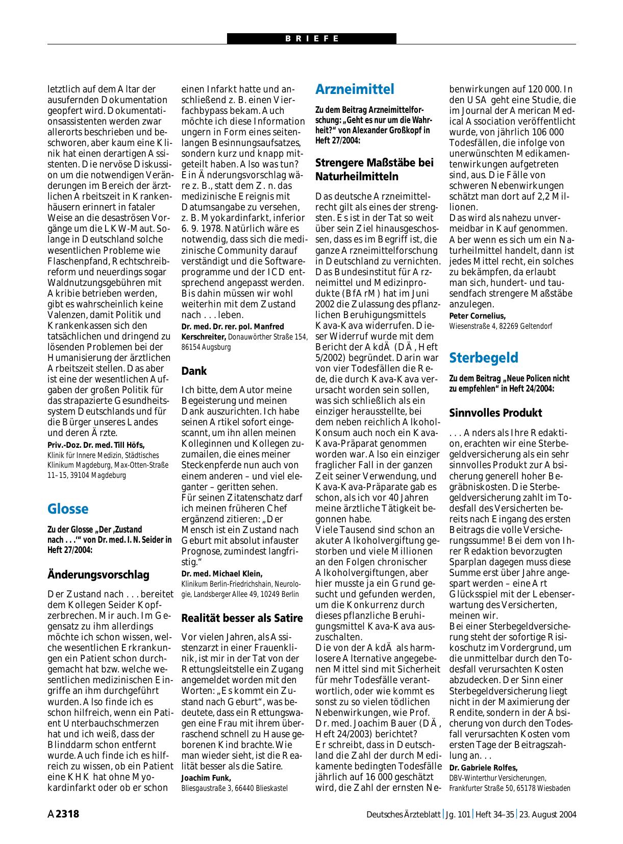 Vorschauseite 1: Glosse: Änderungsvorschlag