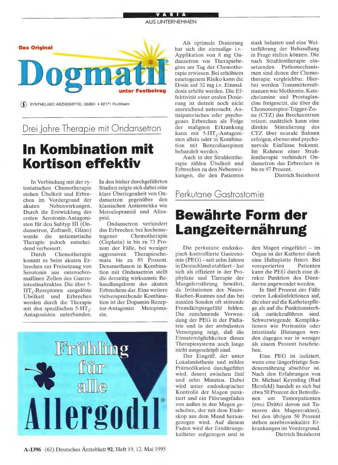 Vorschauseite 1: Perkutane Gastrostomie: Bewährte Form der Langzeiternährung