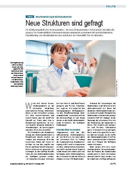 Vorschauseite 1: Berufsmonitoring Medizinstudierende: Neue Strukturen sind gefragt