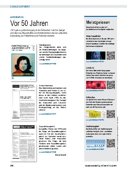 Vorschauseite 1: aerzteblatt.de: Vor 50 Jahren