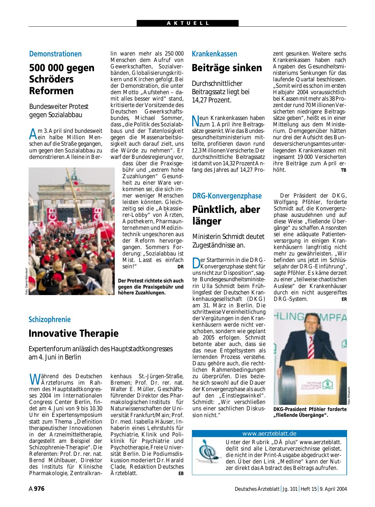 Vorschauseite 1: Krankenkassen: Beiträge sinken