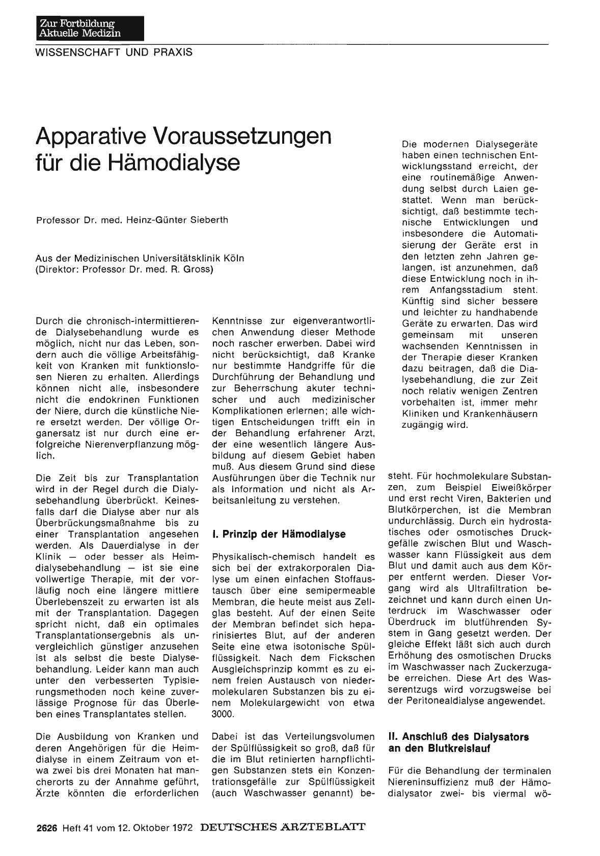 Vorschauseite 1: Apparative Voraussetzungen für die Hämodialyse