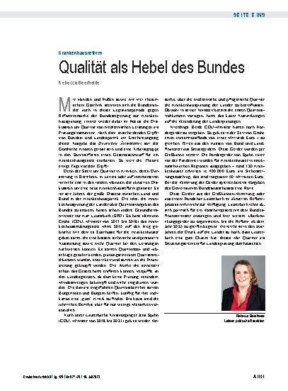 Vorschauseite 1: Krankenhausreform: Qualität als Hebel des Bundes