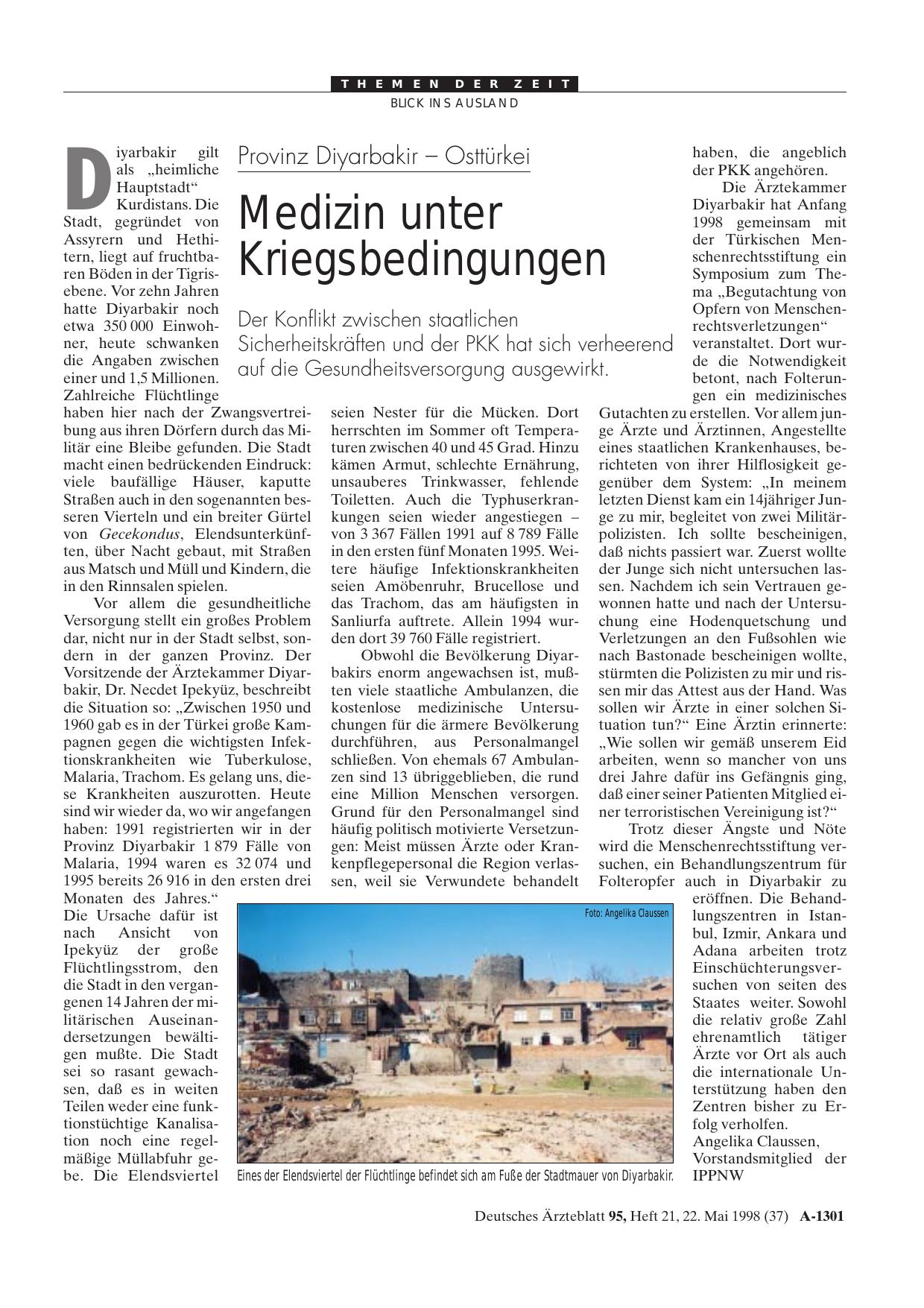Vorschauseite 1: Provinz Diyarbakir - Osttürkei: Medizin unter Kriegsbedingungen
