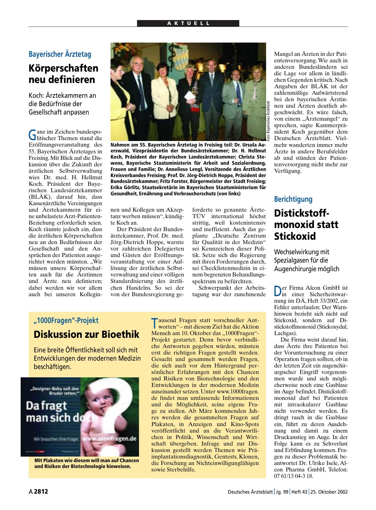 Vorschauseite 1: „1000Fragen“-Projekt: Diskussion zur Bioethik