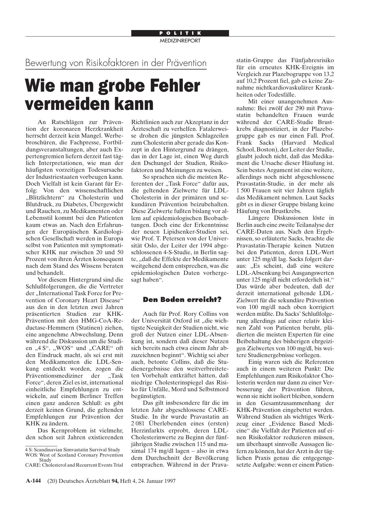 Vorschauseite 1: Bewertung von Risikofaktoren in der Prävention: Wie man grobe Fehler vermeiden kann