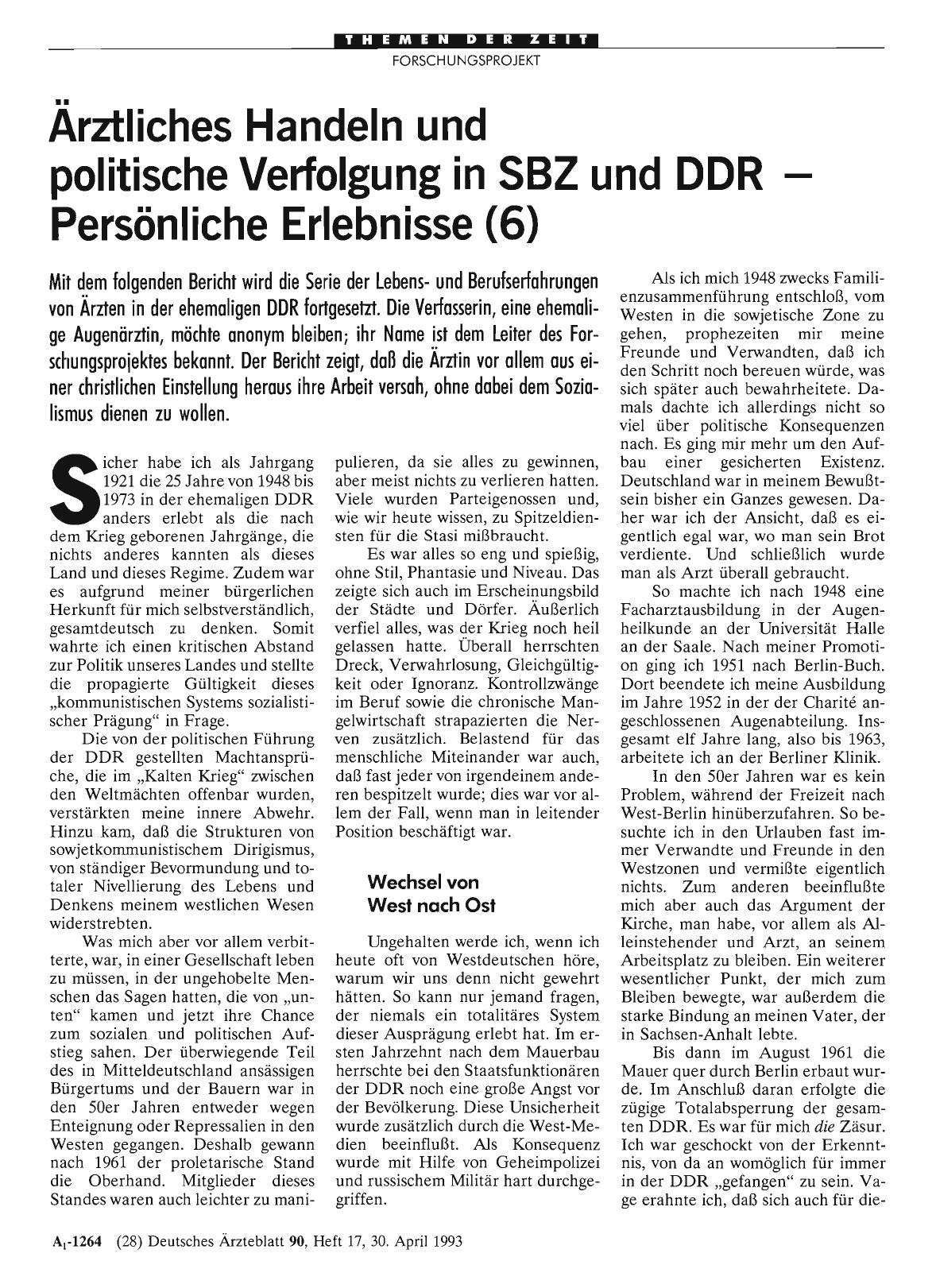 Vorschauseite 1: Ärztliches Handeln und politische Verfolgung in SBZ und DDR Persönliche Erlebnisse (6)