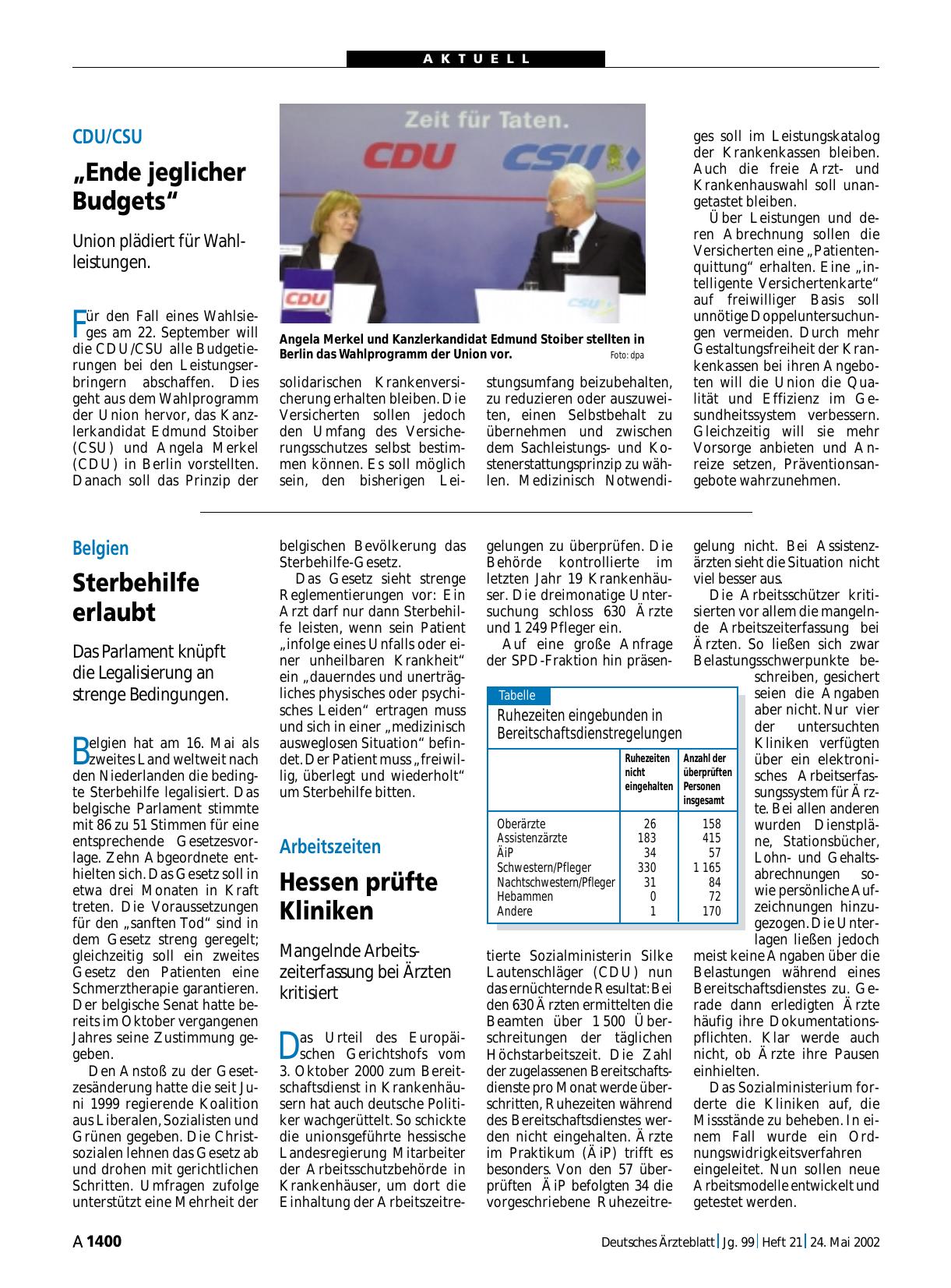 Vorschauseite 1: Arbeitszeiten: Hessen prüfte Kliniken