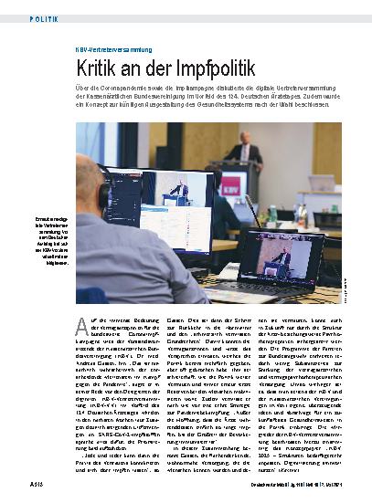 Vorschauseite 1: KBV-Vertreterversammlung: Kritik an der Impfpolitik