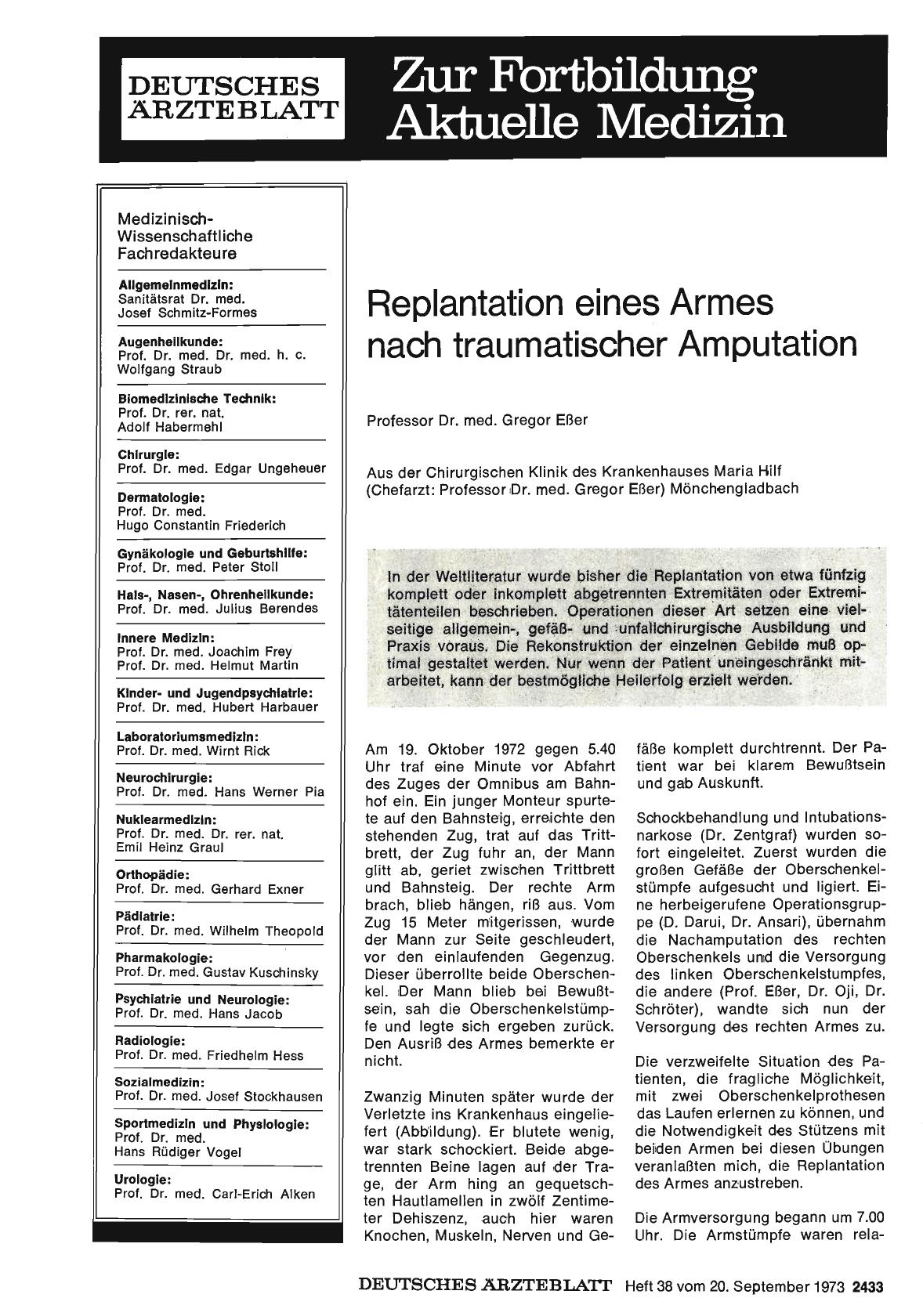 Vorschauseite 1: Replantation eines Armes nach traumatischer Amputation