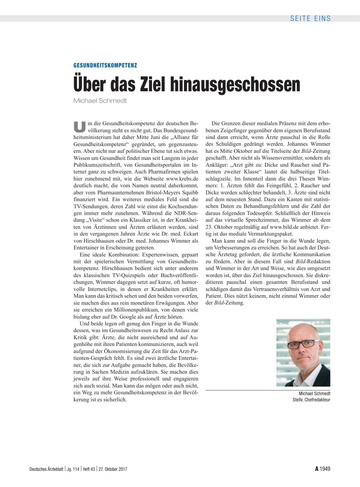 Vorschauseite 1: Gesundheitskompetenz: Über das Ziel hinausgeschossen