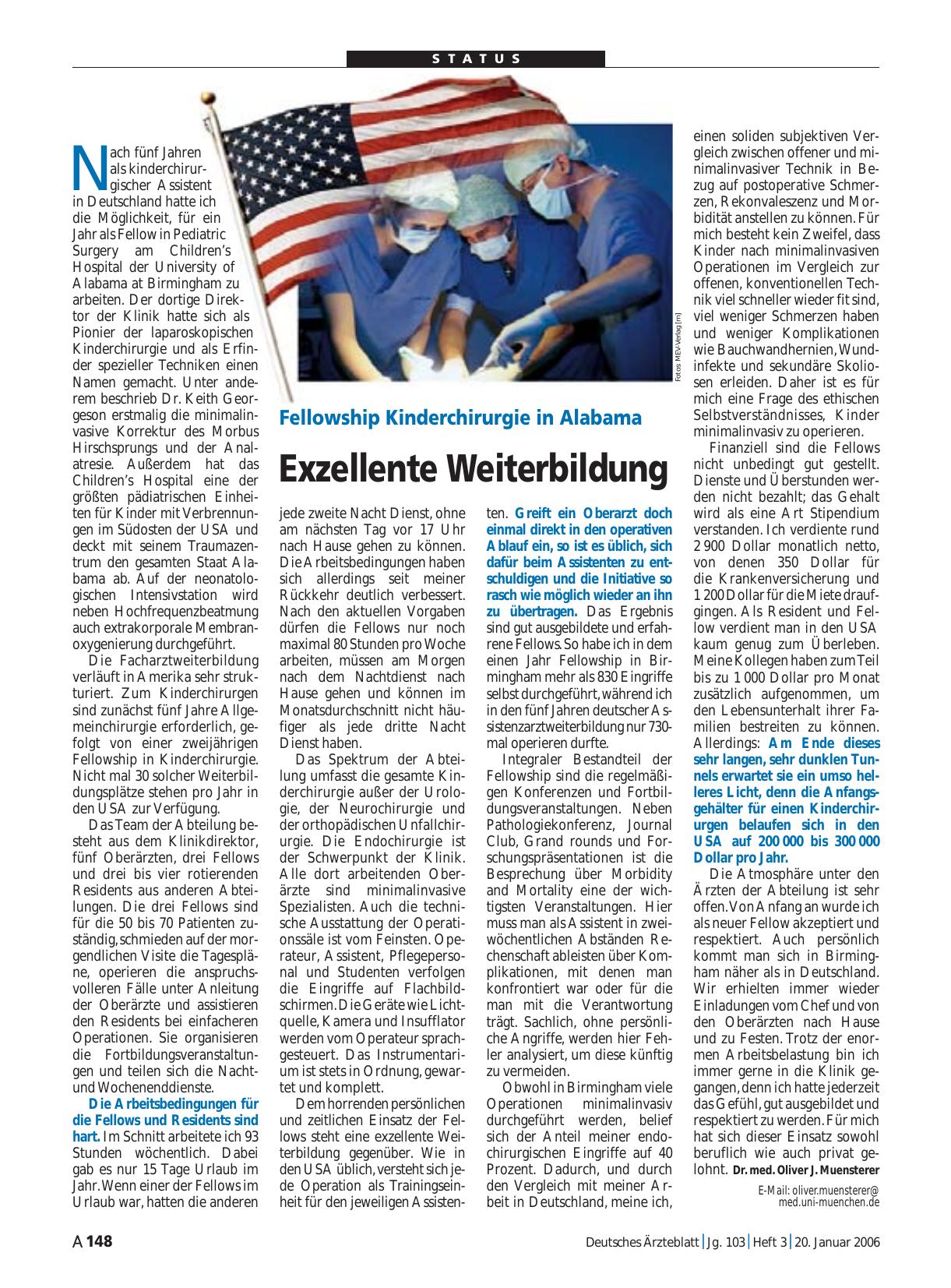 Vorschauseite 1: Fellowship Kinderchirurgie in Alabama: Exzellente Weiterbildung