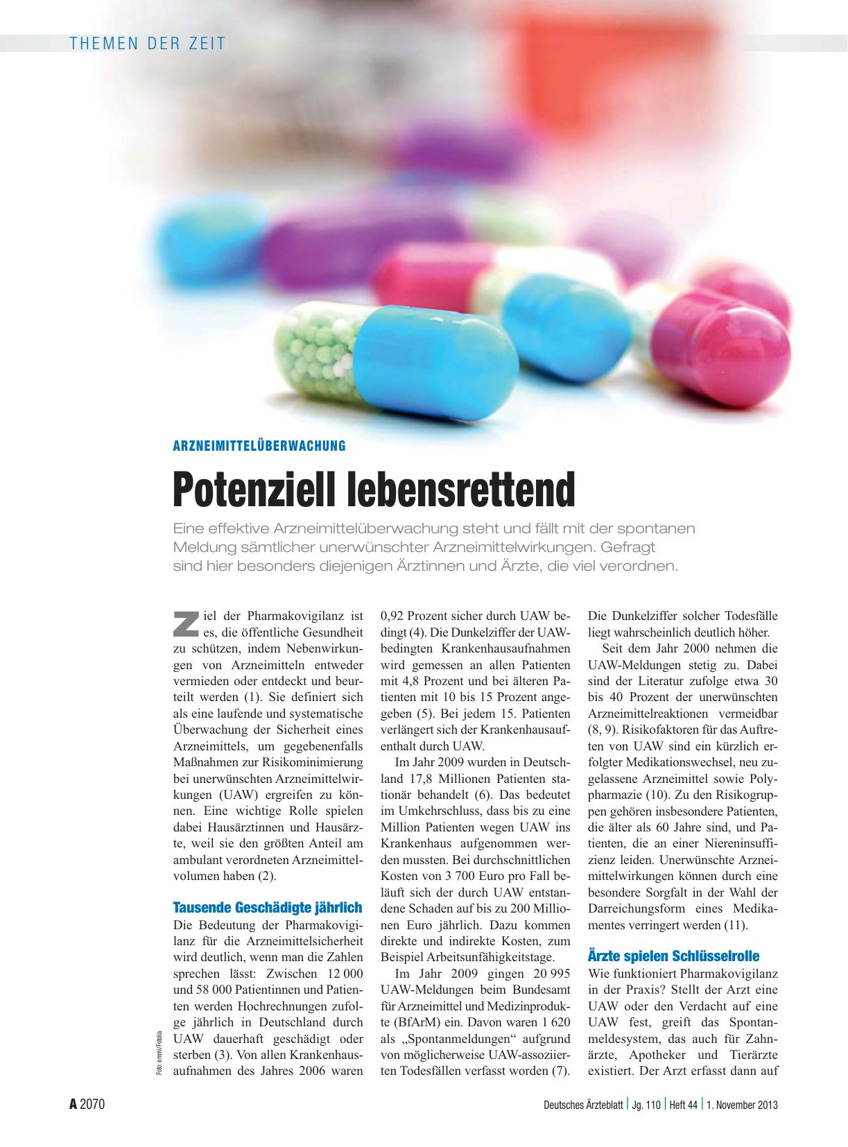 Vorschauseite 1: Arzneimittelüberwachung: Potenziell lebensrettend