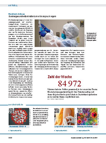 Vorschauseite 1: Monoklonale Antikörper: Bundesgesundheitsministerium will Anspruch regeln