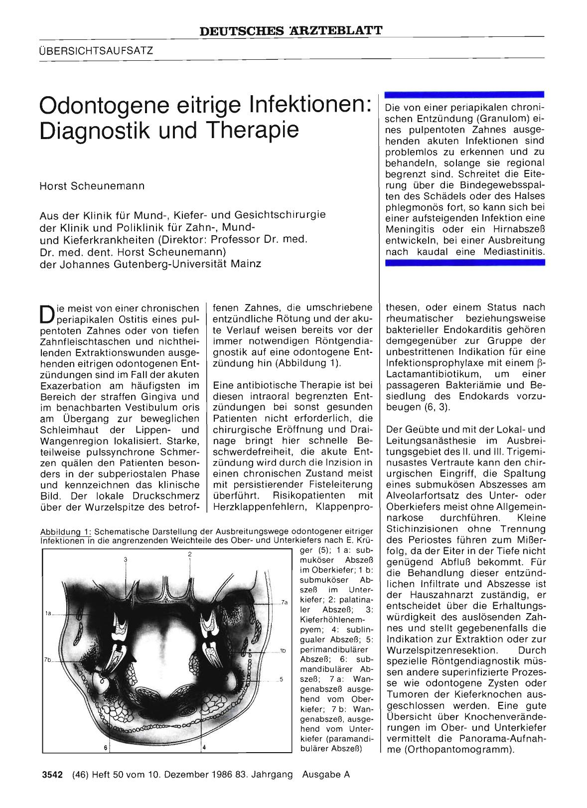 Vorschauseite 1: Odontogene eitrige Infektionen: Diagnostik und Therapie