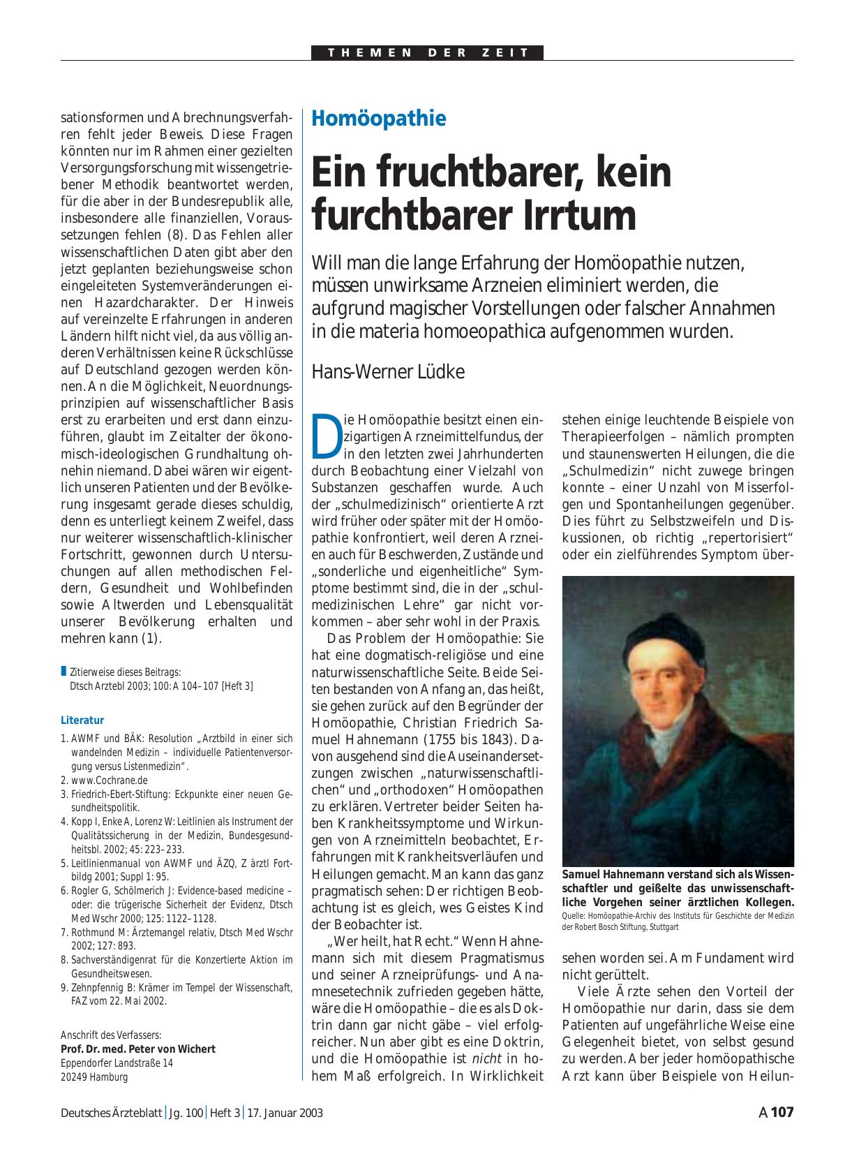 Vorschauseite 1: Homöopathie: Ein fruchtbarer, kein furchtbarer Irrtum