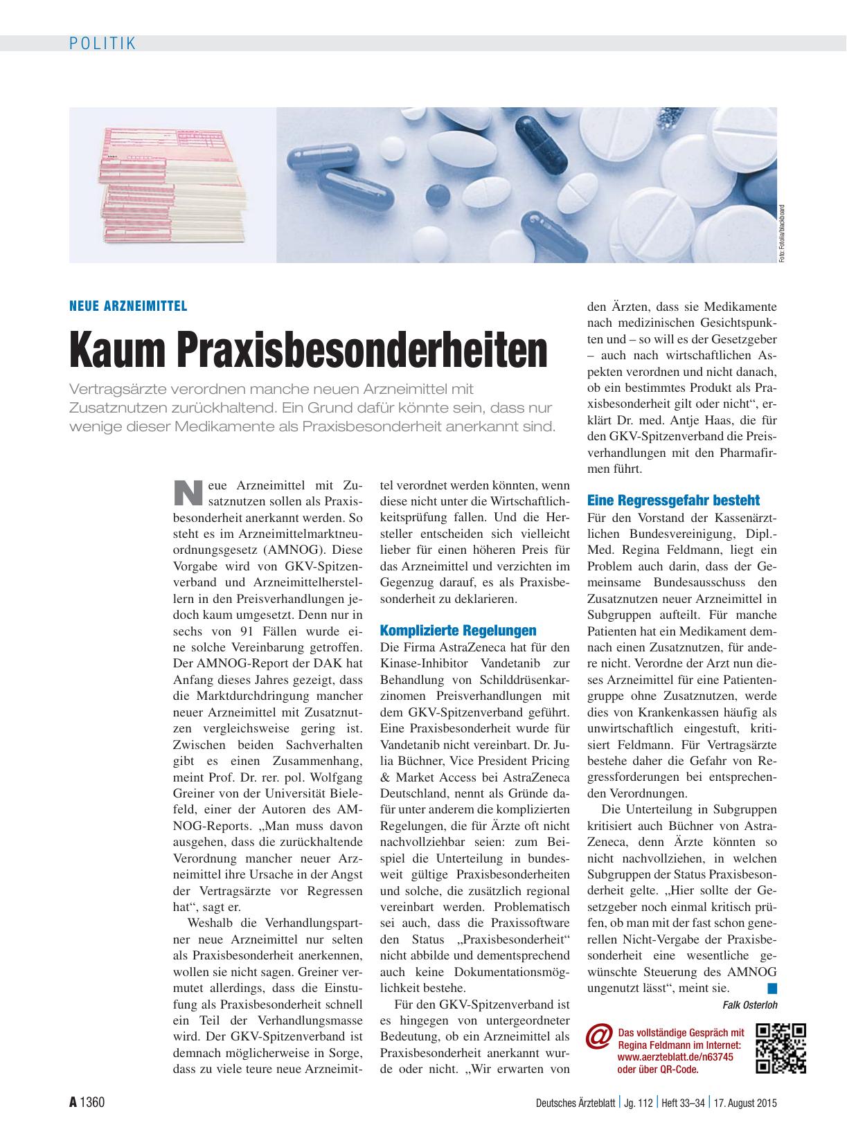 Vorschauseite 1: Neue Arzneimittel: Kaum Praxisbesonderheiten