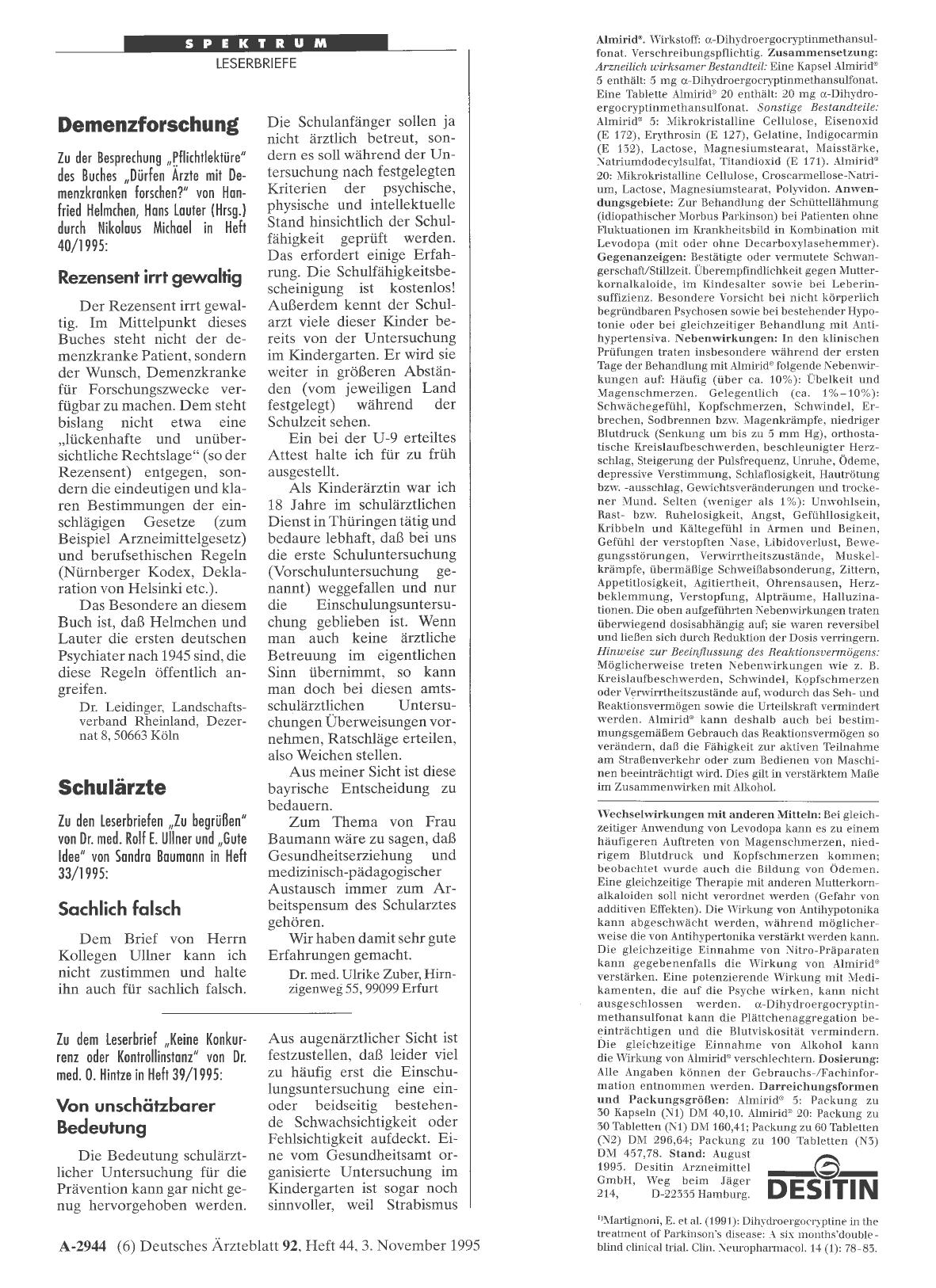 Vorschauseite 1: Demenzforschung: Rezensent irrt gewaltig
