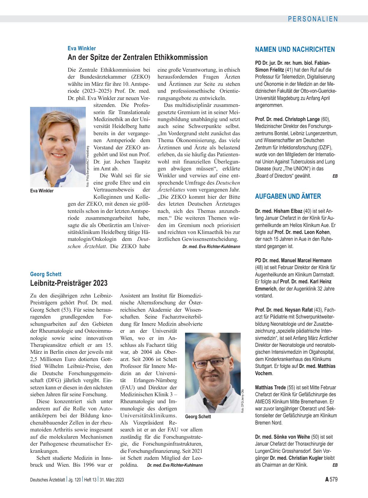 Vorschauseite 1: Namen und Nachrichten