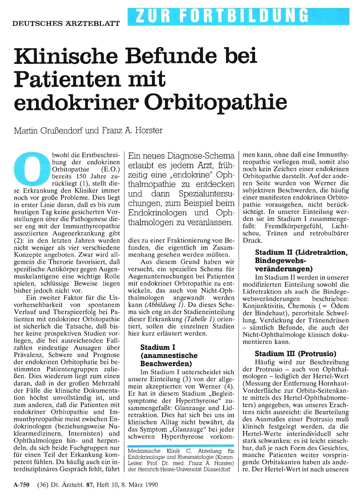 Vorschauseite 1: Klinische Befunde bei Patienten mit endokriner Orbitopathie