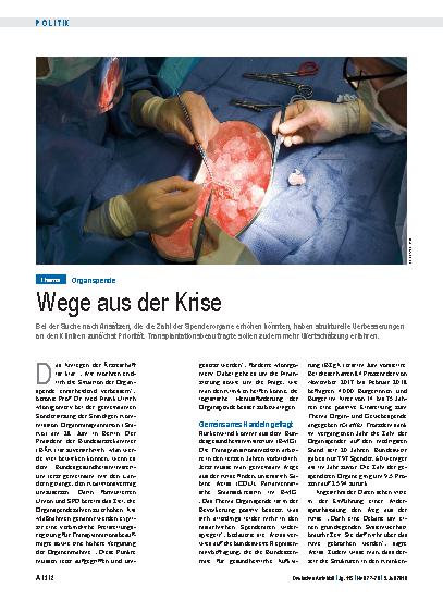 Vorschauseite 1: Organspende: Wege aus der Krise