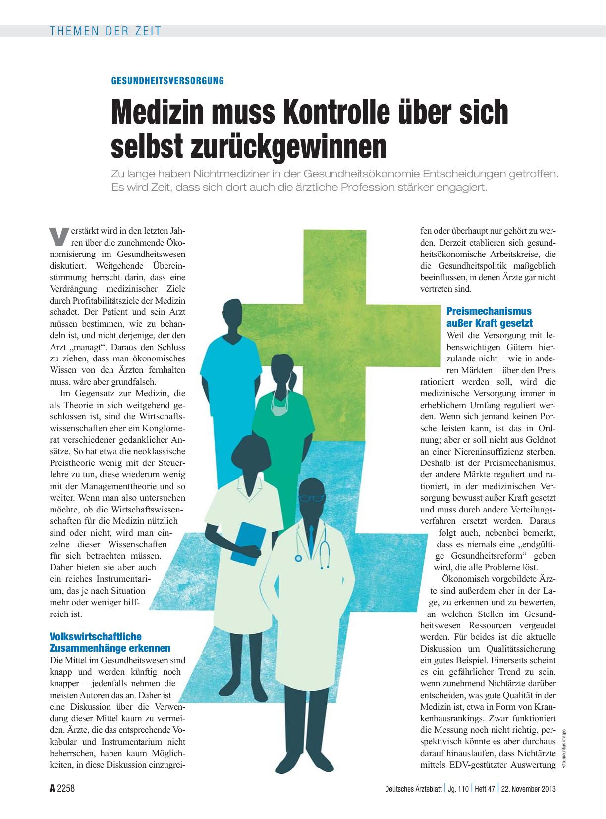 Vorschauseite 1: Gesundheitsversorgung: Medizin muss Kontrolle über sich selbst zurückgewinnen
