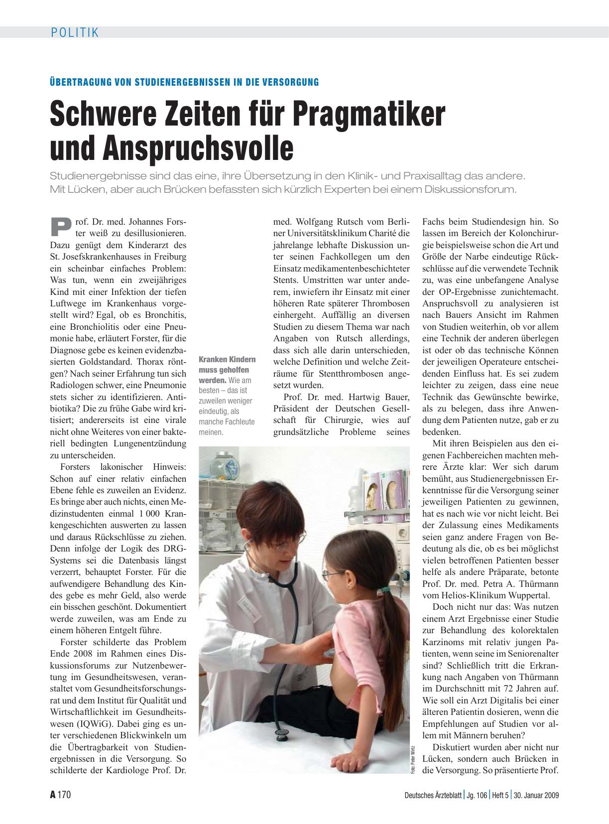 Vorschauseite 1: Übertragung von Studienergebnissen in der Versorgung: Schwere Zeiten für Pragmatiker und Anspruchsvolle