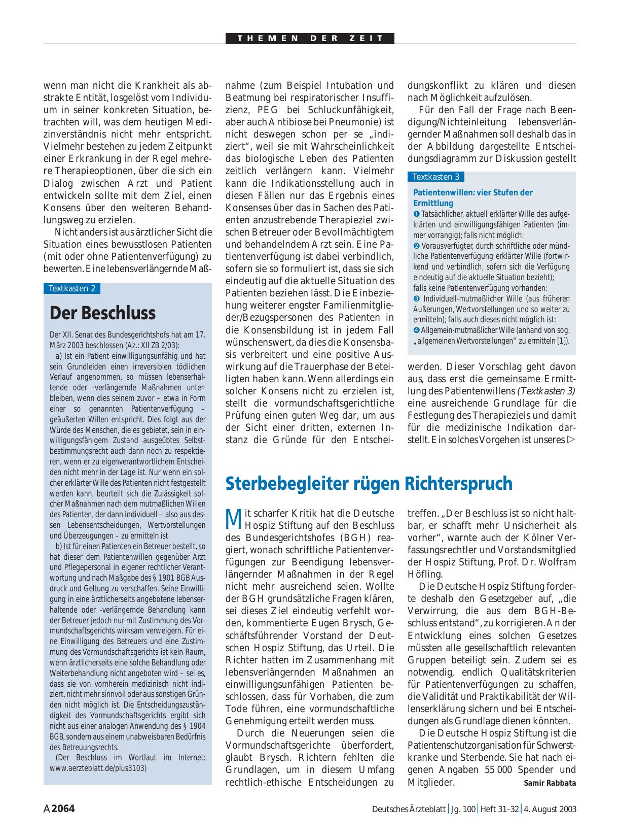 Vorschauseite 1: Sterbebegleiter rügen Richterspruch