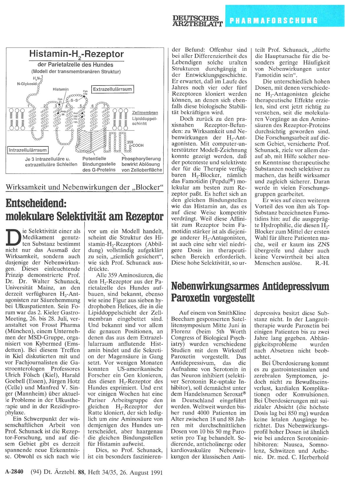 Vorschauseite 1: Nebenwirkungsarmes Antidepressivum Paroxetin vorgestellt