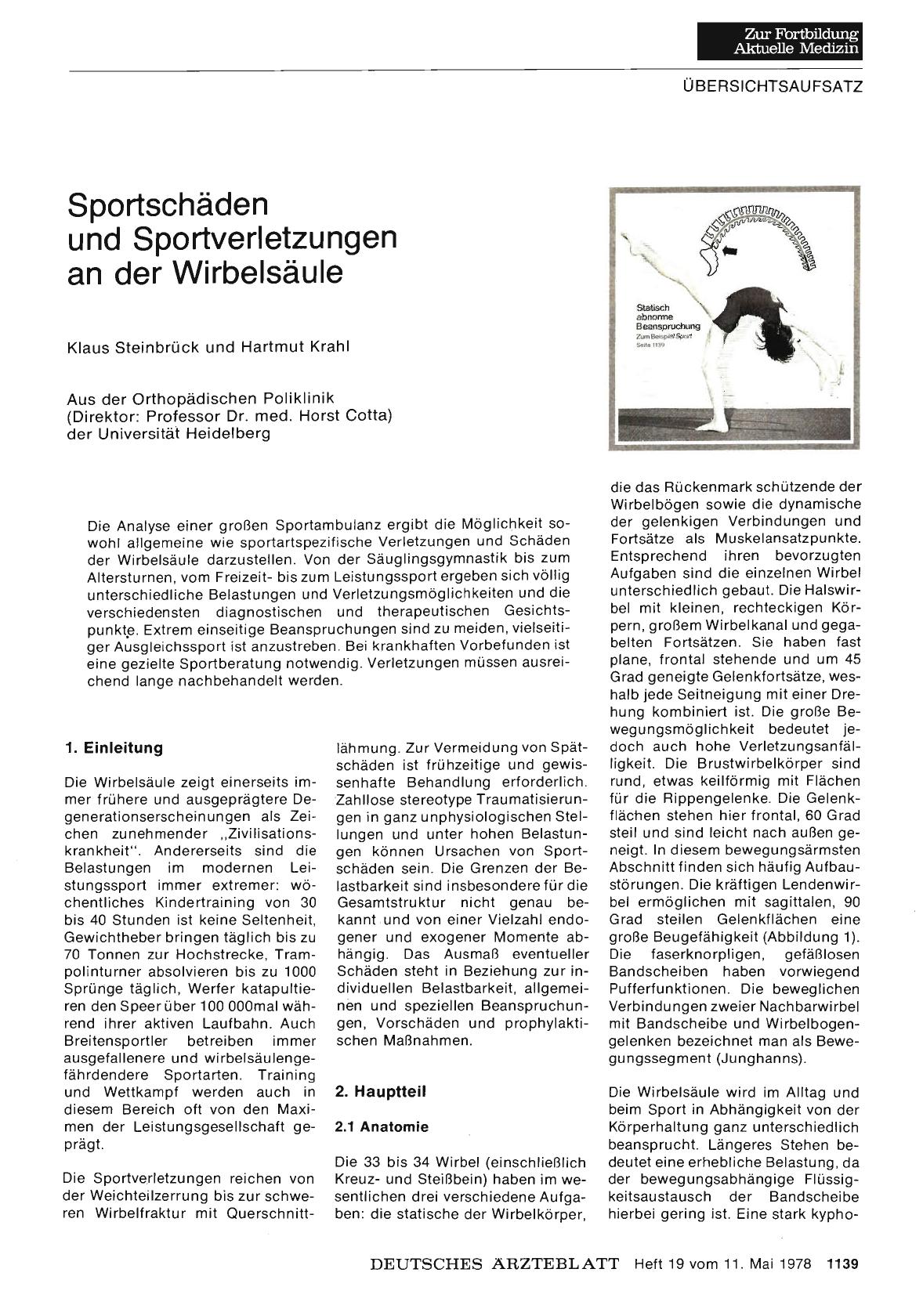 Vorschauseite 1: Sportschäden und Sportverletzungen an der Wirbelsäule