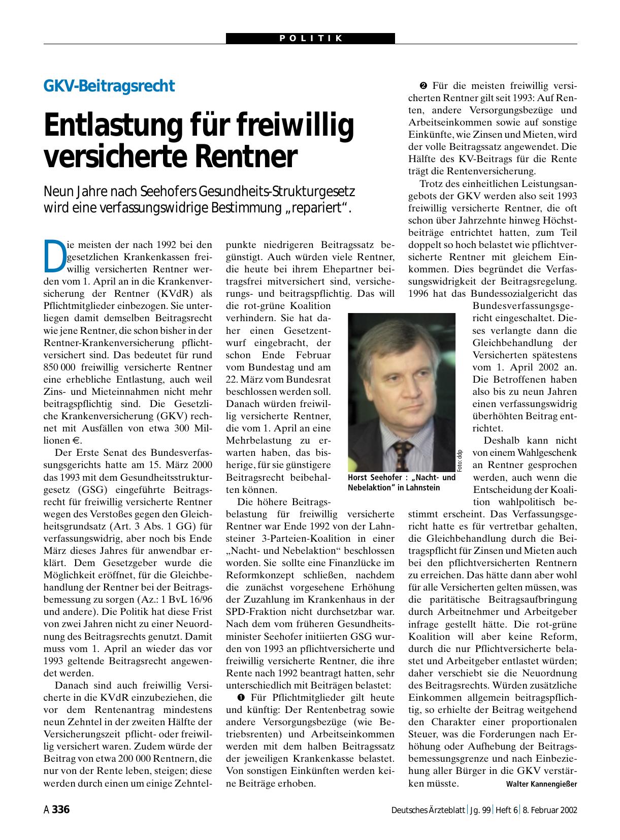 Vorschauseite 1: GKV-Beitragsrecht: Entlastung für freiwillig versicherte Rentner
