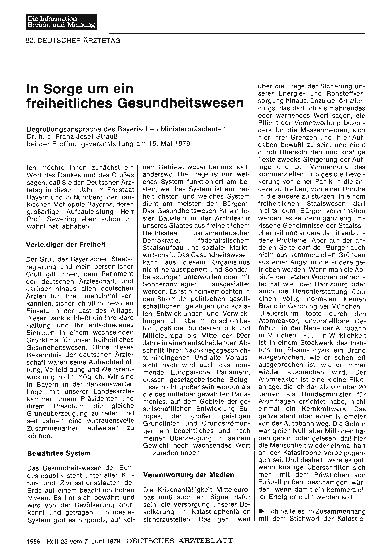 Vorschauseite 1: ln Sorge um ein freiheitliches Gesundheitswesen