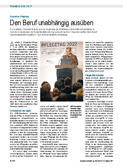 Vorschauseite 1: Deutscher Pflegetag: Den Beruf unabhängig ausüben