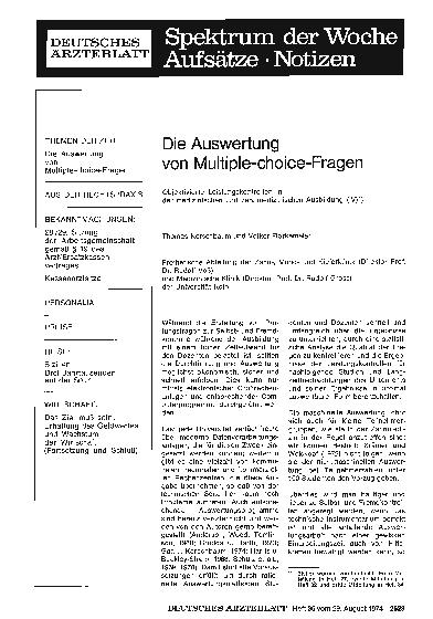 Vorschauseite 1: Die Auswertung von Multiple-choice-Fragen