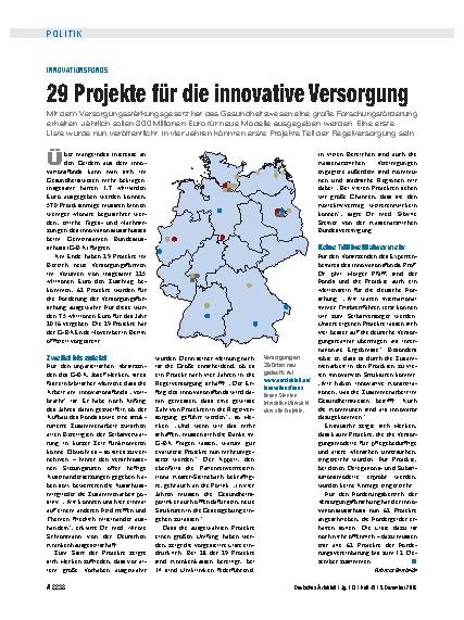 Vorschauseite 1: Innovationsfonds: 29 Projekte für die innovative Versorgung