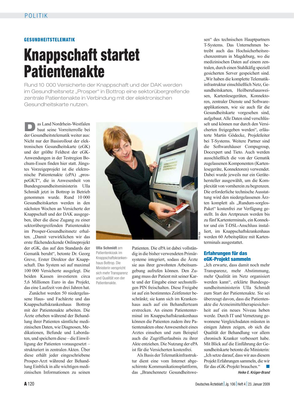 Vorschauseite 1: Gesundheitstelematik: Knappschaft startet Patientenakte