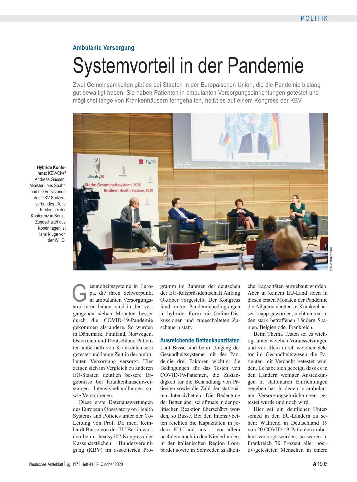 Vorschauseite 1: Ambulante Versorgung: Systemvorteil in der Pandemie